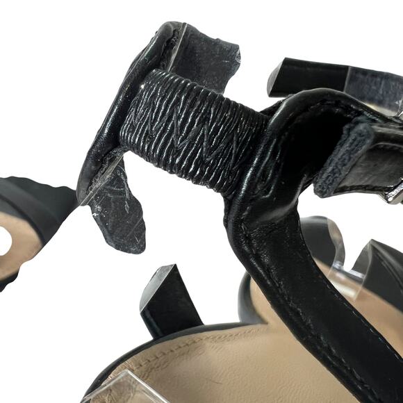 Black Strappy Open Toe Heeled Sandals Square Toe Wrap Ankle Strap 3” Heel Size 7 - Picture 11 of 11